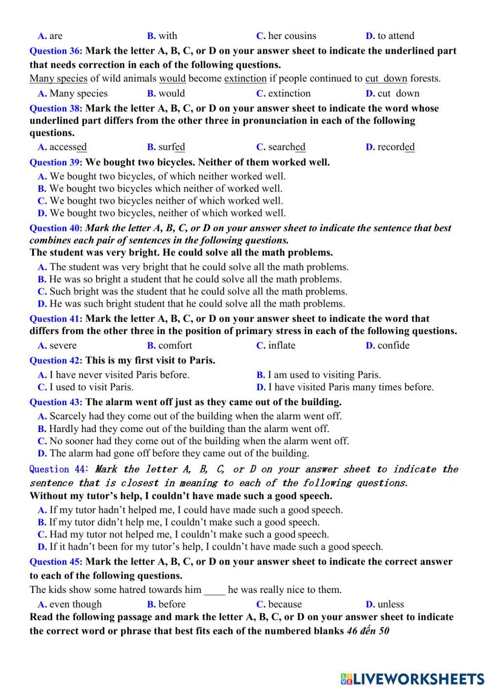 Ôn thi hk1 tiếng anh 12