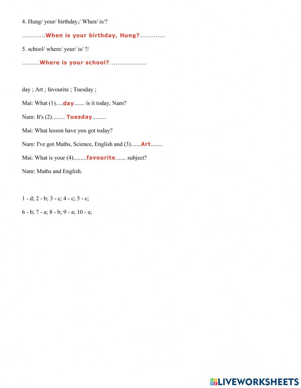 Final exam Term I G4