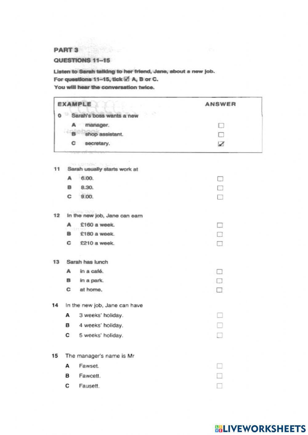 Key English Listening Test 2 Cup 1