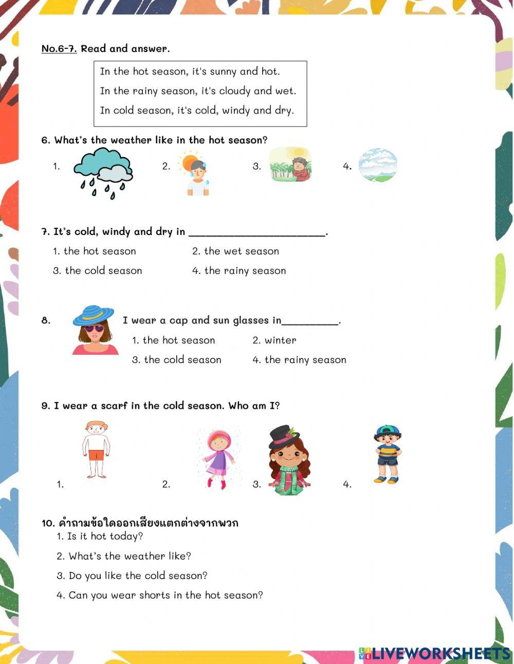 แบบทดสอบ เรื่อง The weather P.4