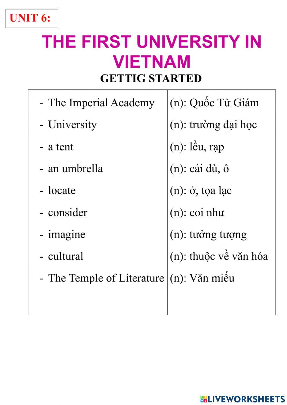 English 7- unit 6: getting started