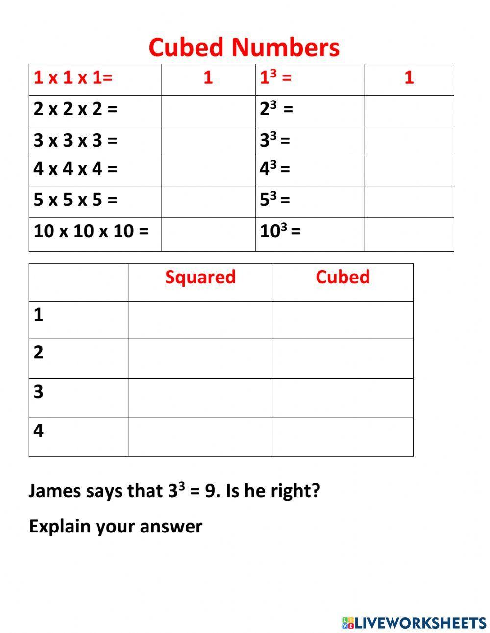 1707134 | Cubed numbers | Myoung5B | LiveWorksheets