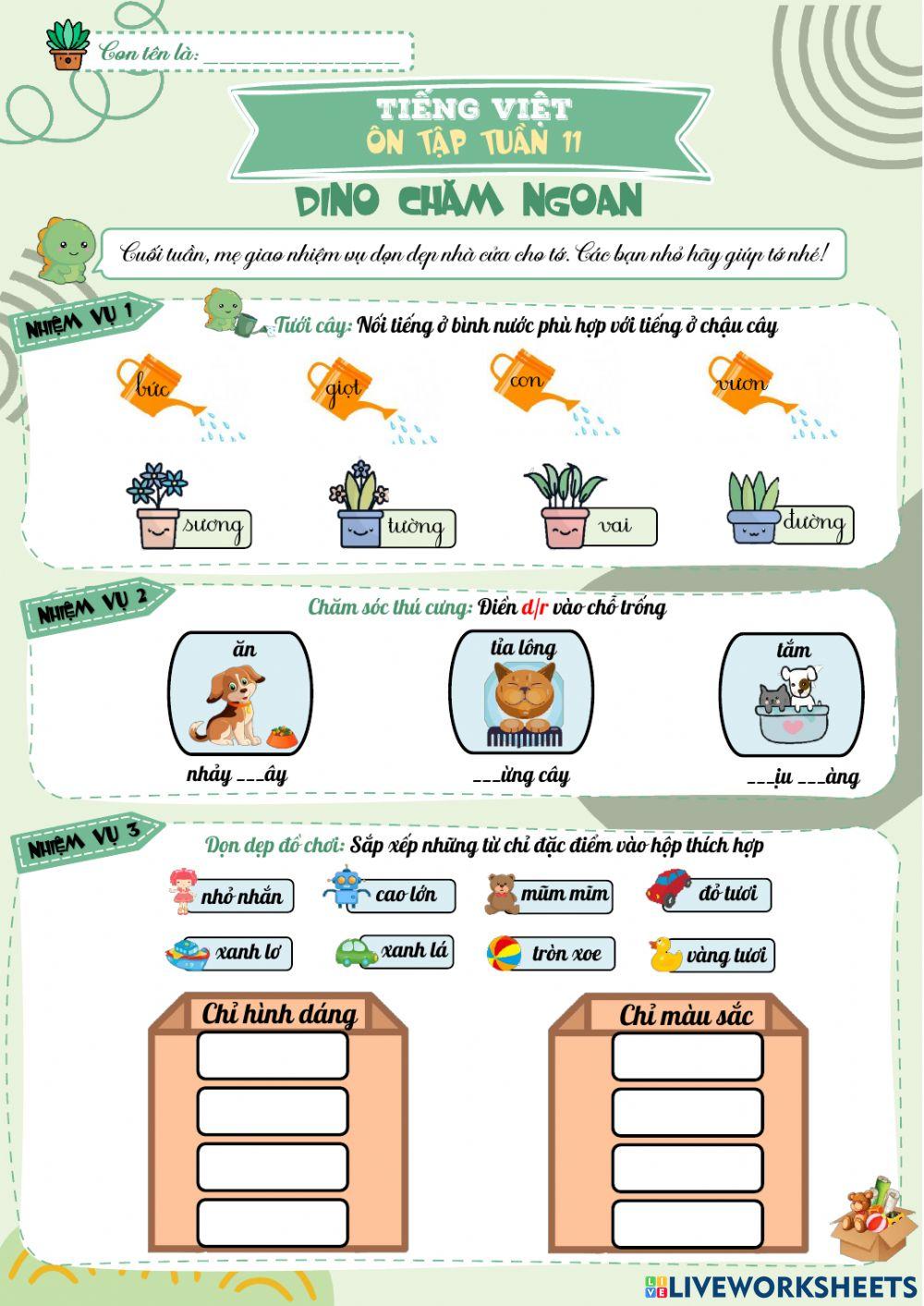 Bài tập cuối tuần 11-Tiếng Việt