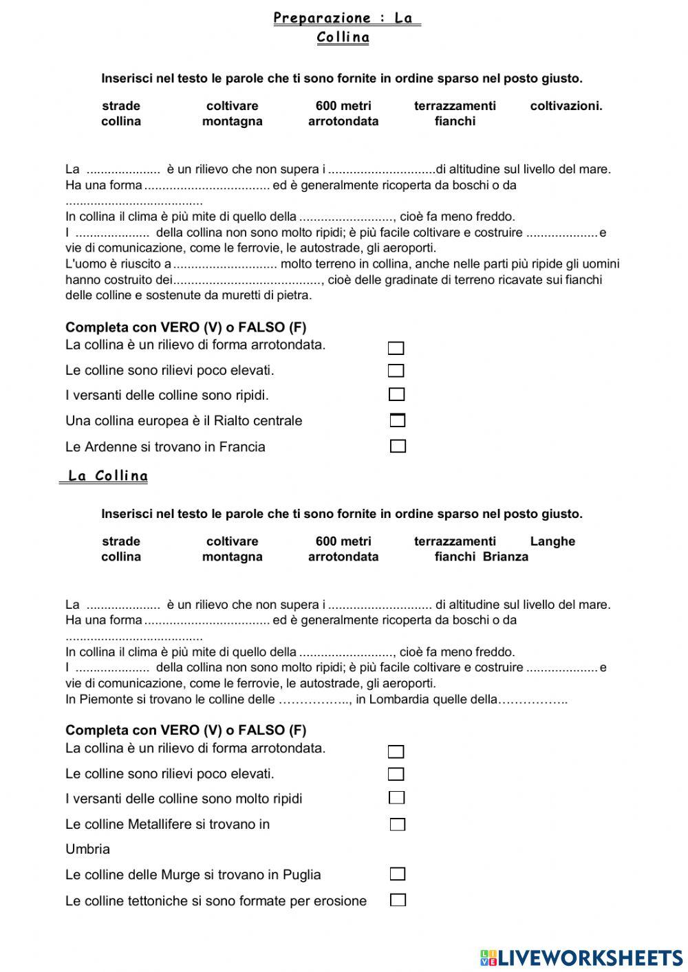 Preparazione le colline