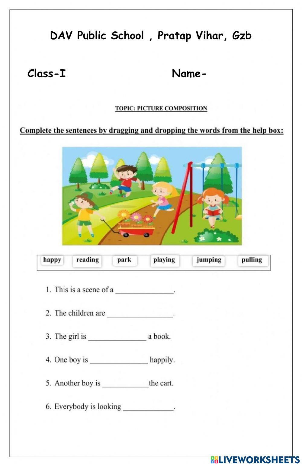 Picture fill ups online exercise for live worksheets