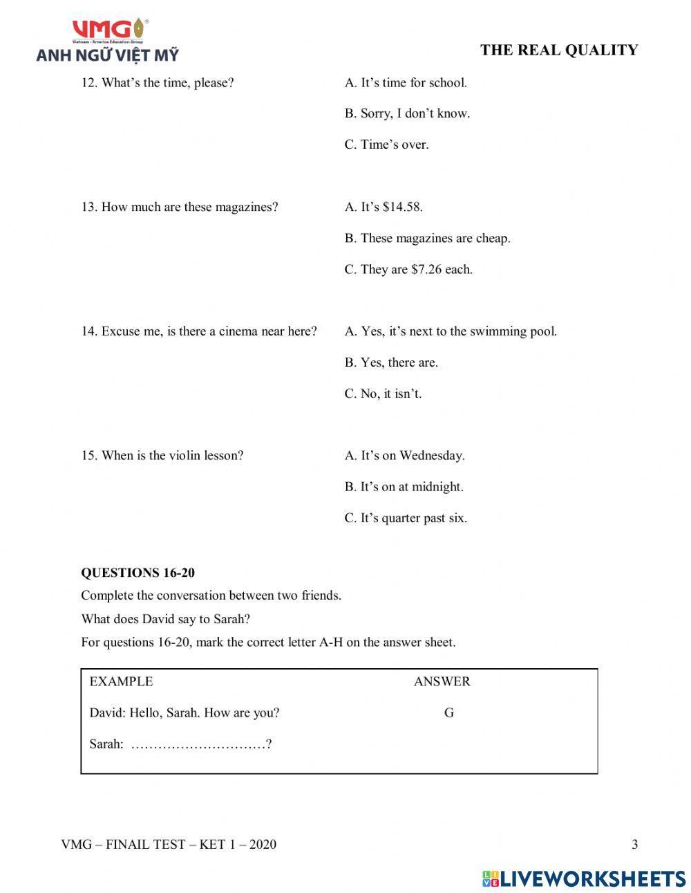 Ket 1 - Final - Reading