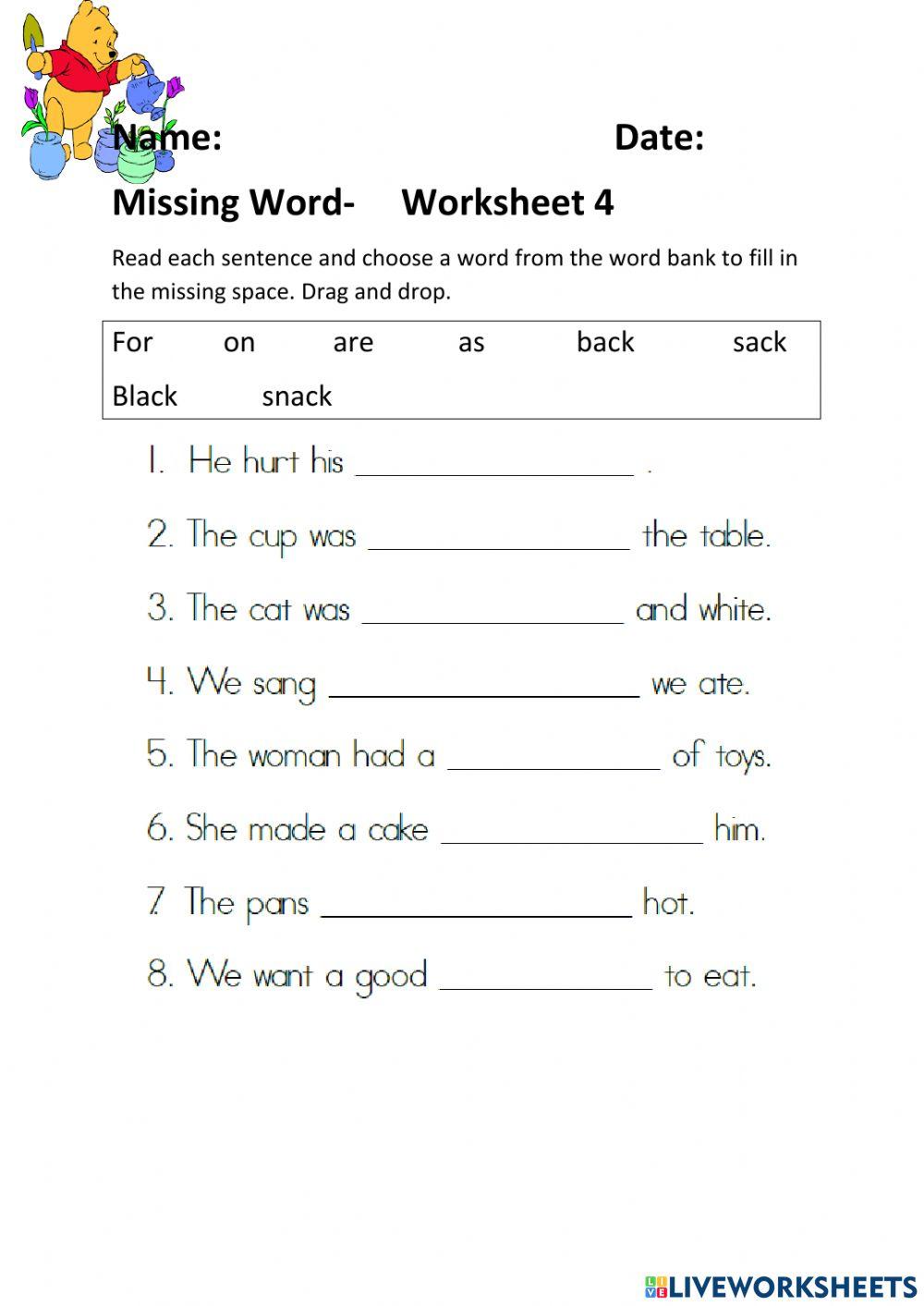 Missing Words Wprksheet 4