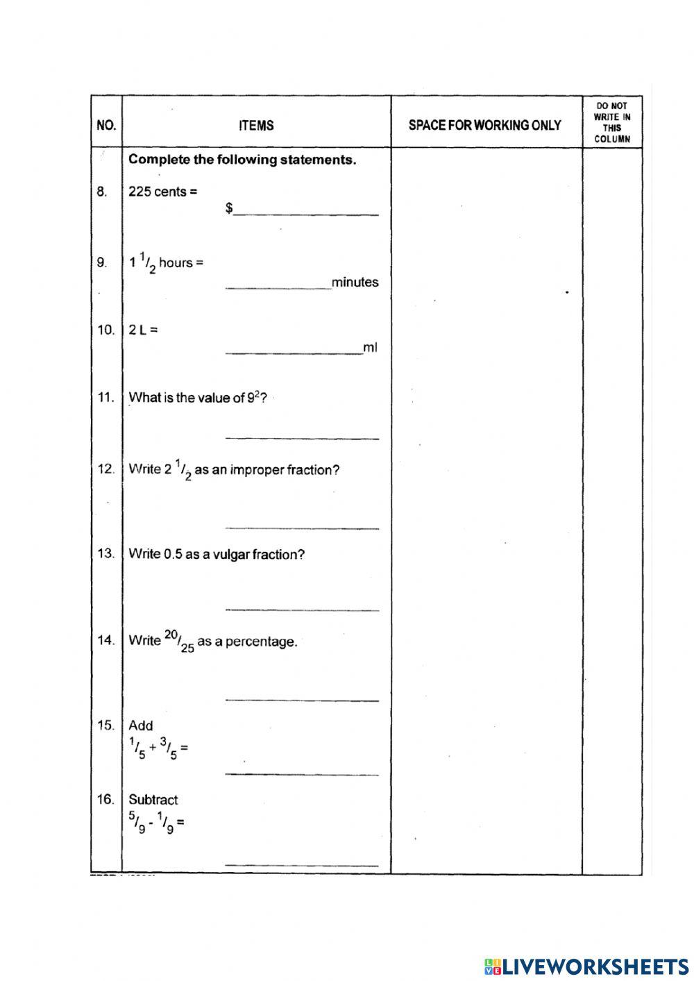 Mathematics Review 11