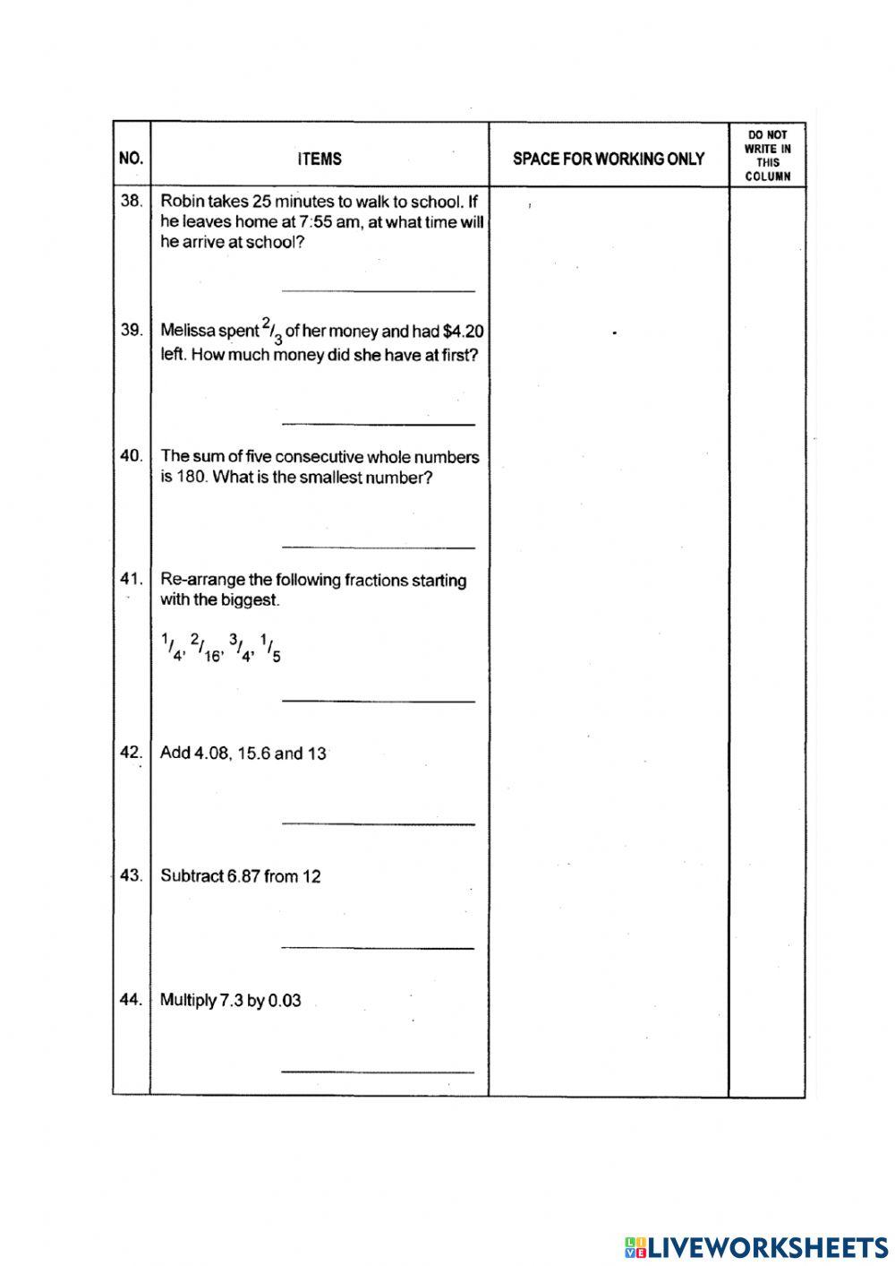 Mathematics Review 11