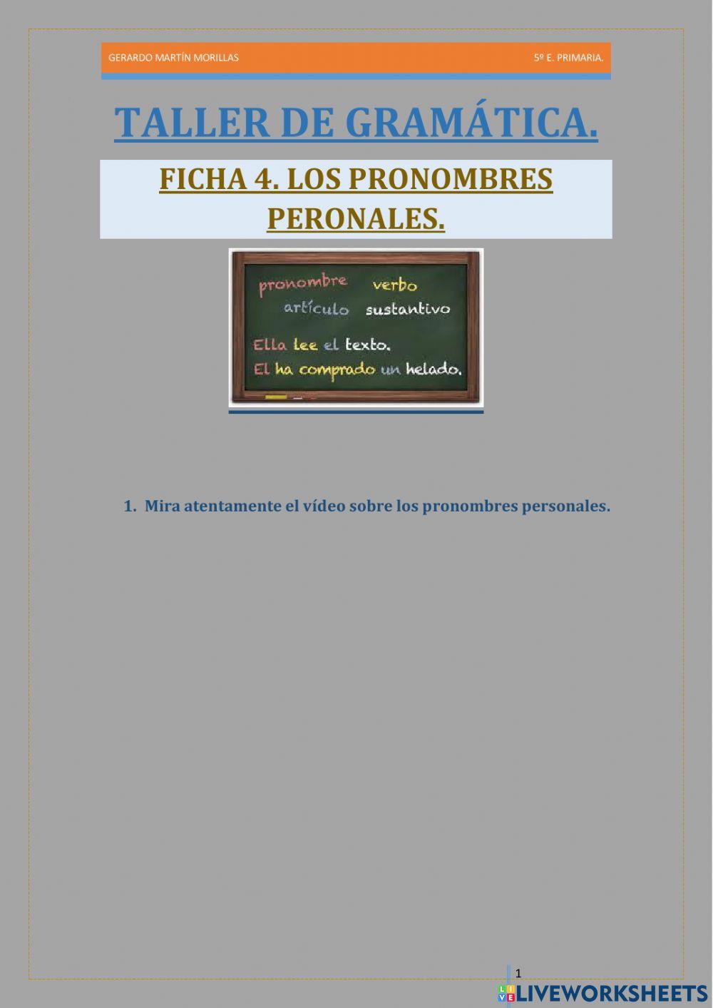 Taller de gramática I. Ficha 4.