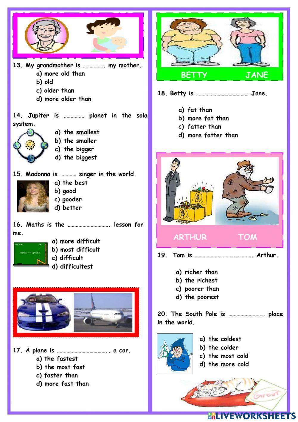 Comparatives and Superlatives practice