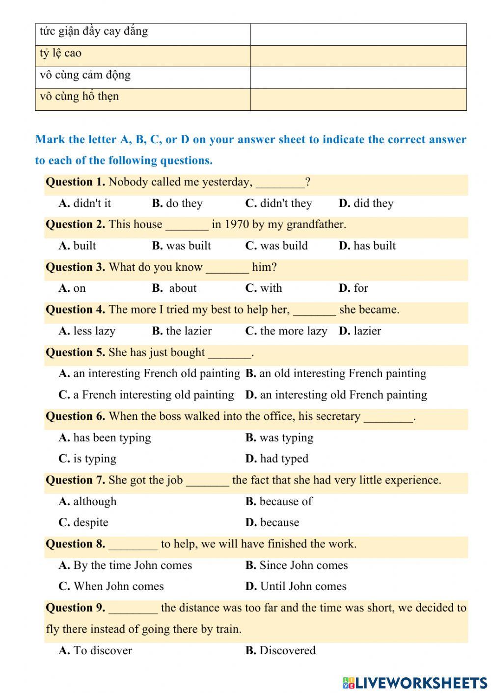 G12 - Collocation adj & n