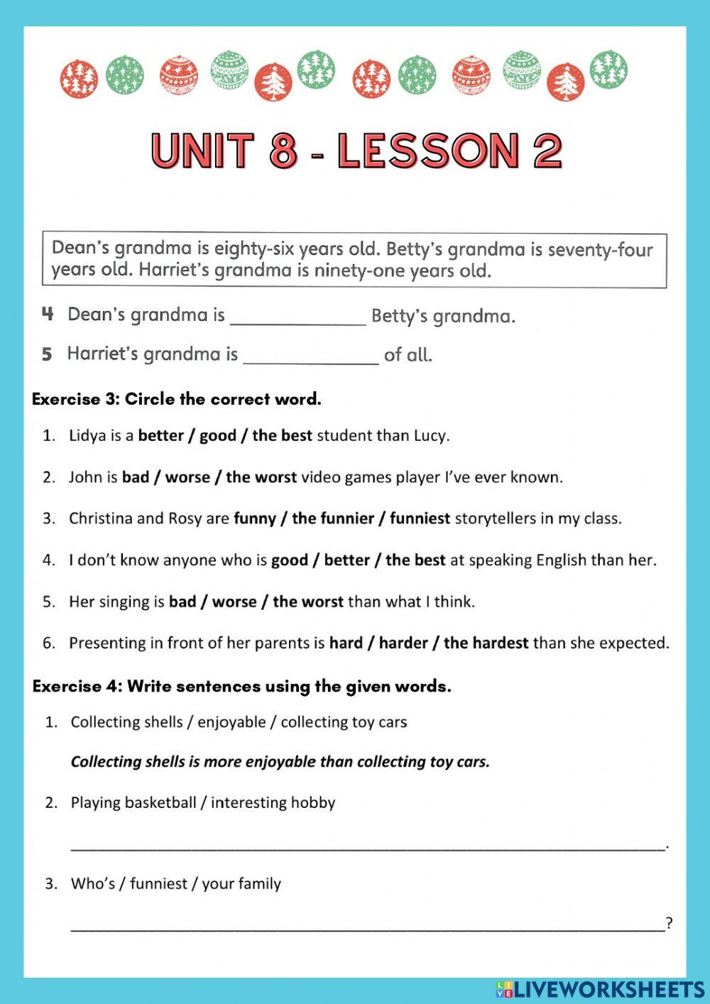 BEP4 - U8L2 - Comparison