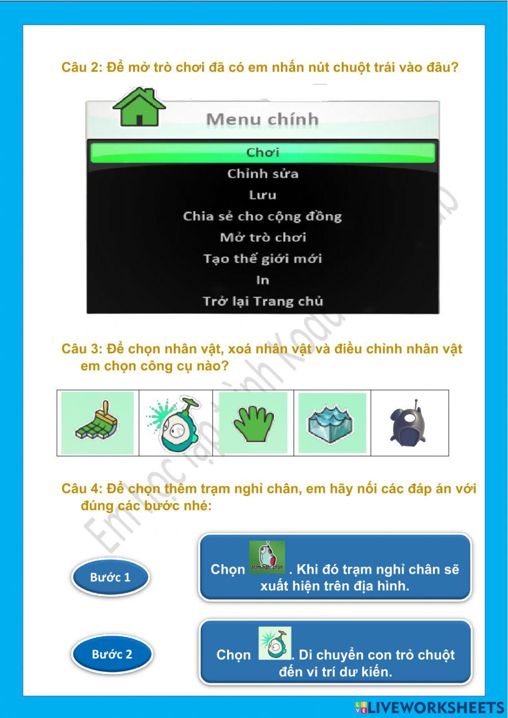 Tin học lớp 1-Tuần 14-Bài 3: Chọn nhân vật (tiết 2)