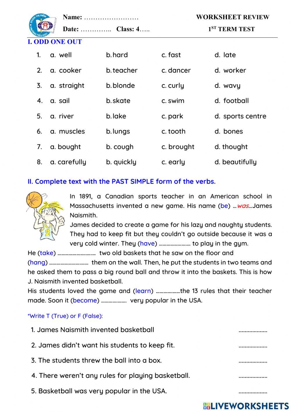 Ws - review 1st term test
