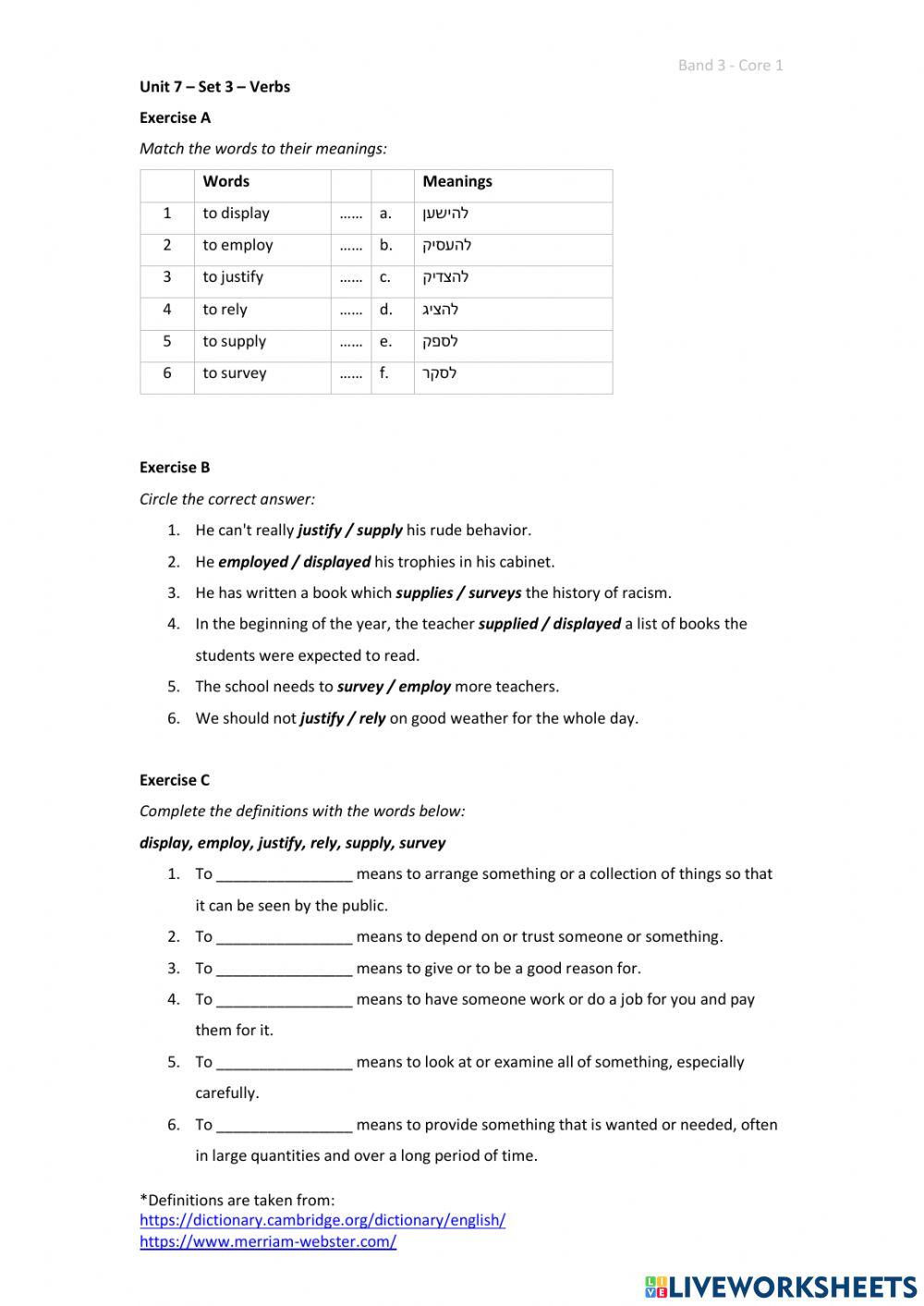 Band 3 (Core 1) - Unit 7 - Set 3