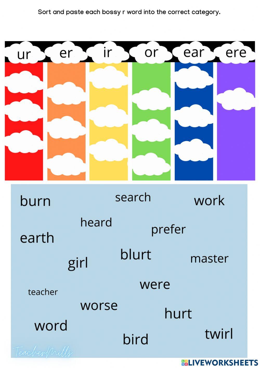 Bossy r exercise Live Worksheets