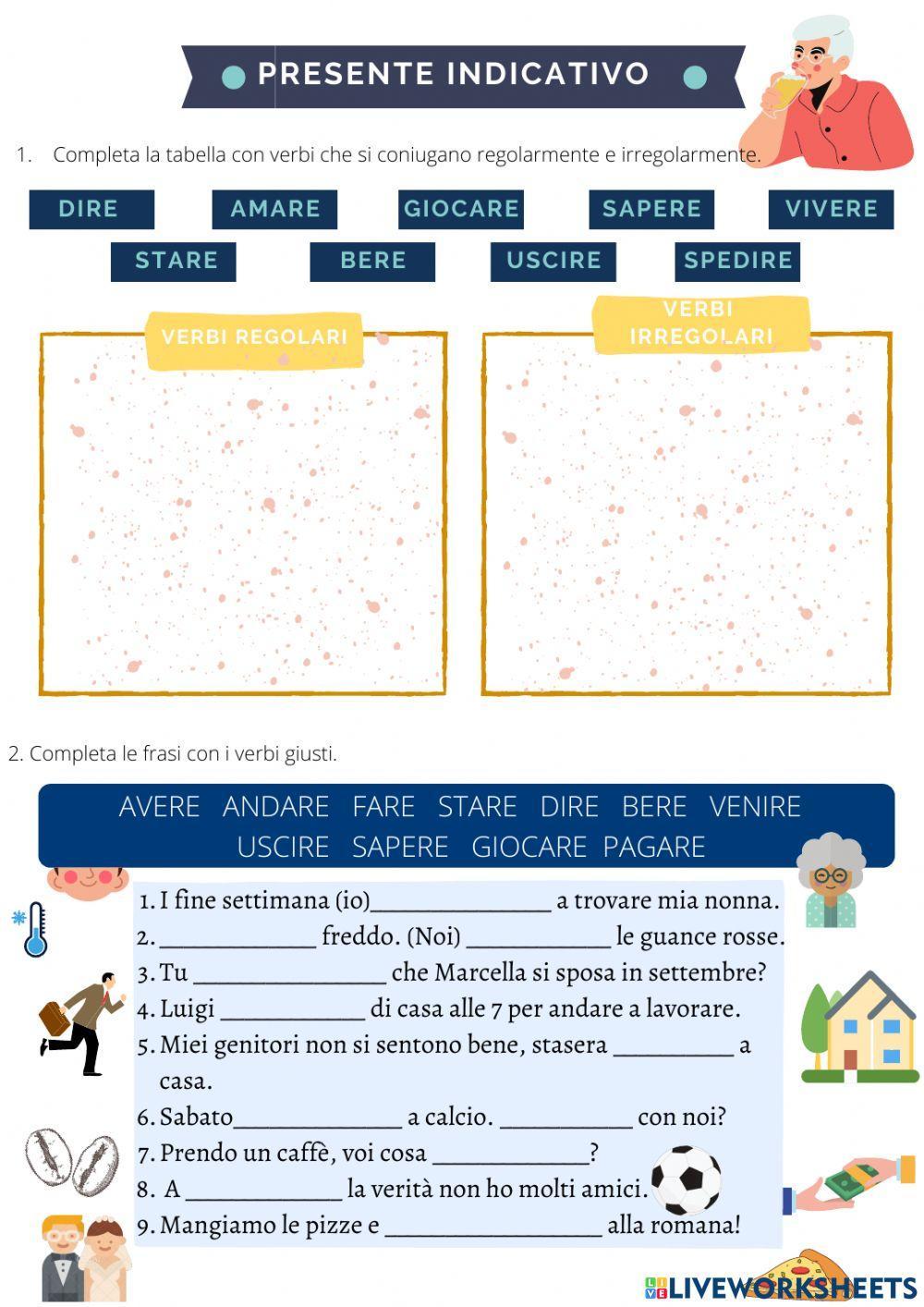 Verbi irregolari - presente