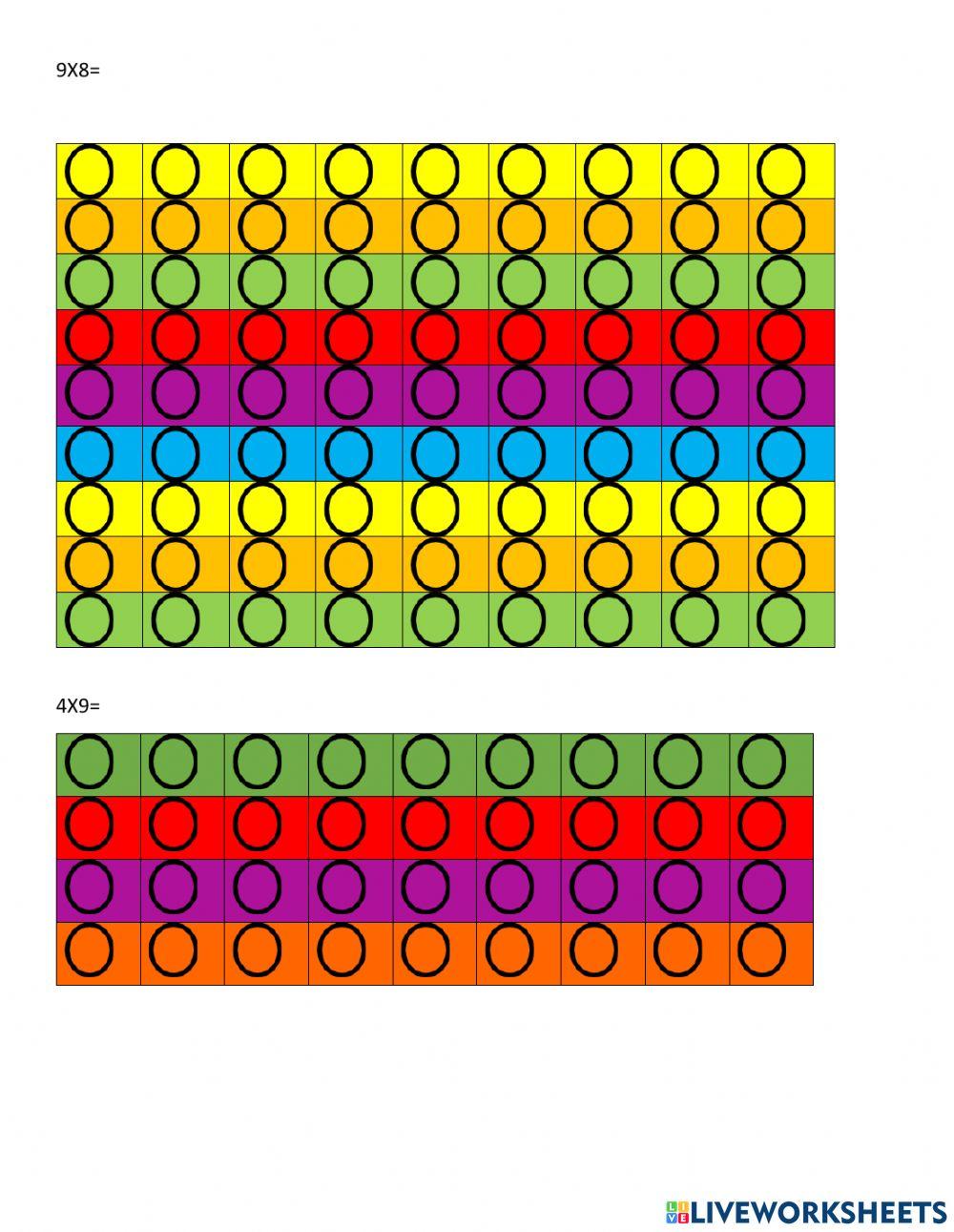 Representación de la multiplicación con Pop It