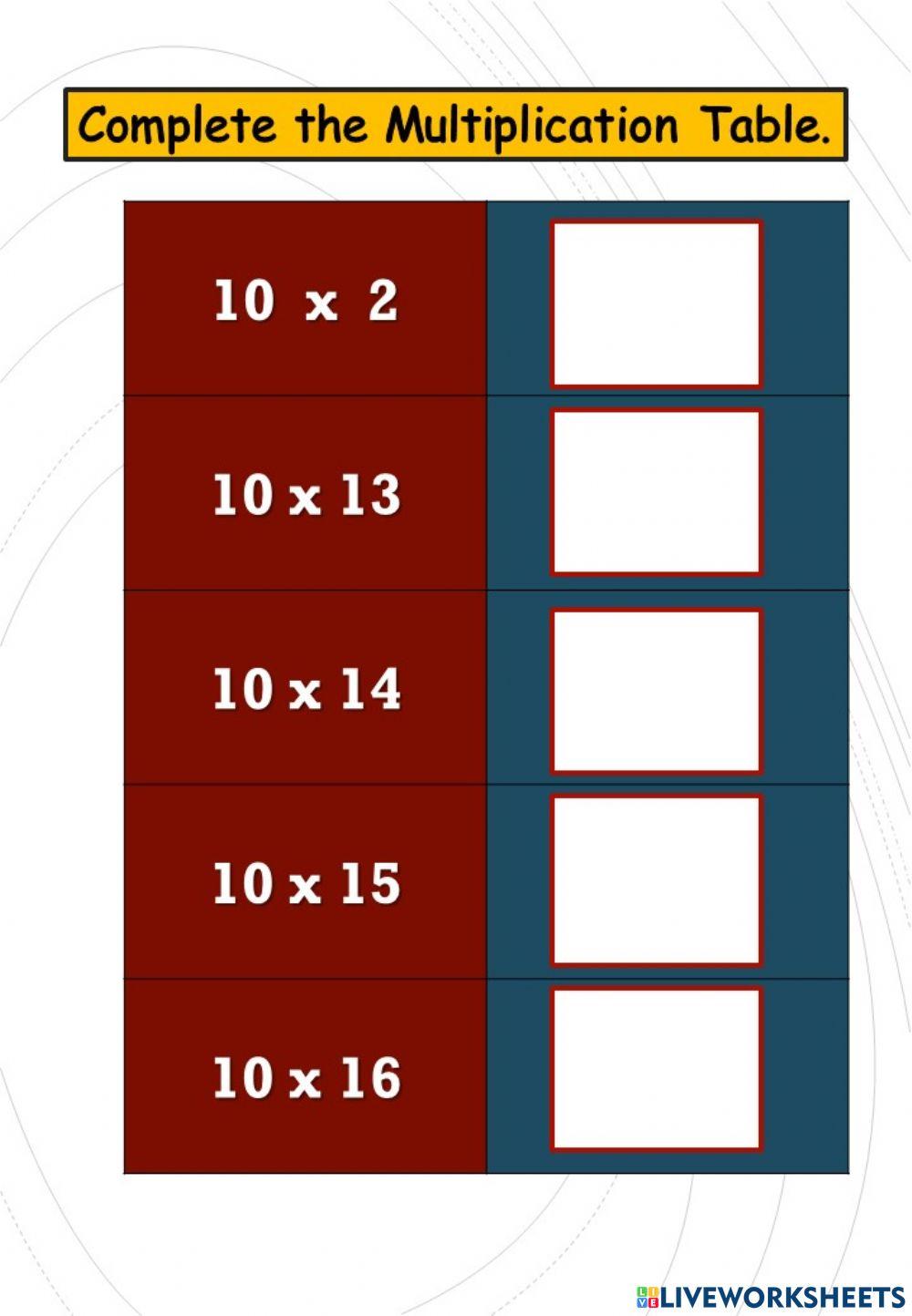 Multiplicatioin table