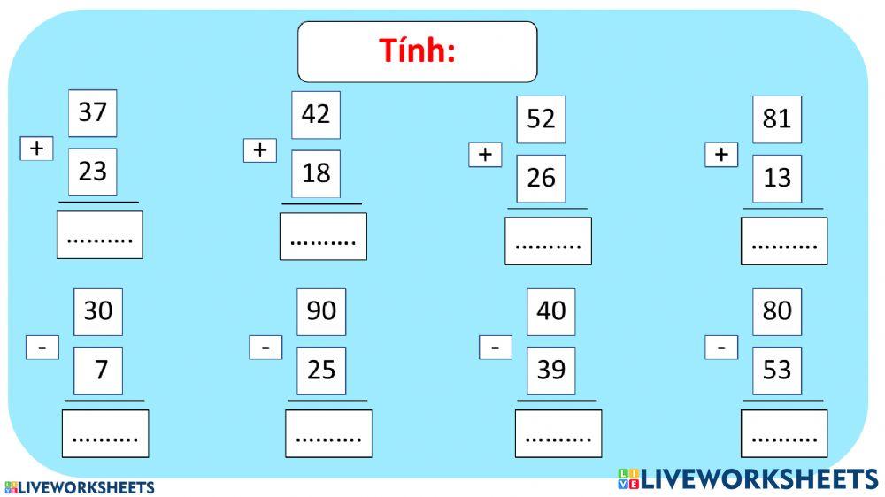 Phiếu bài tập Toán tuần 13