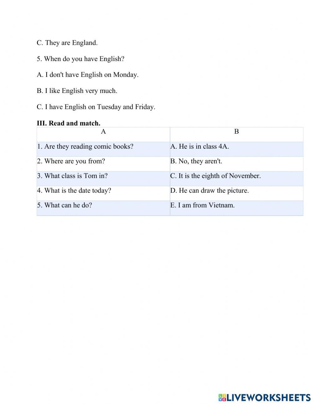 Bài tập tiếng anh lớp 4