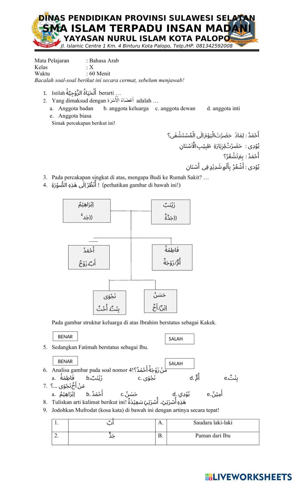 Pas bhs. arab ganjil kelas x