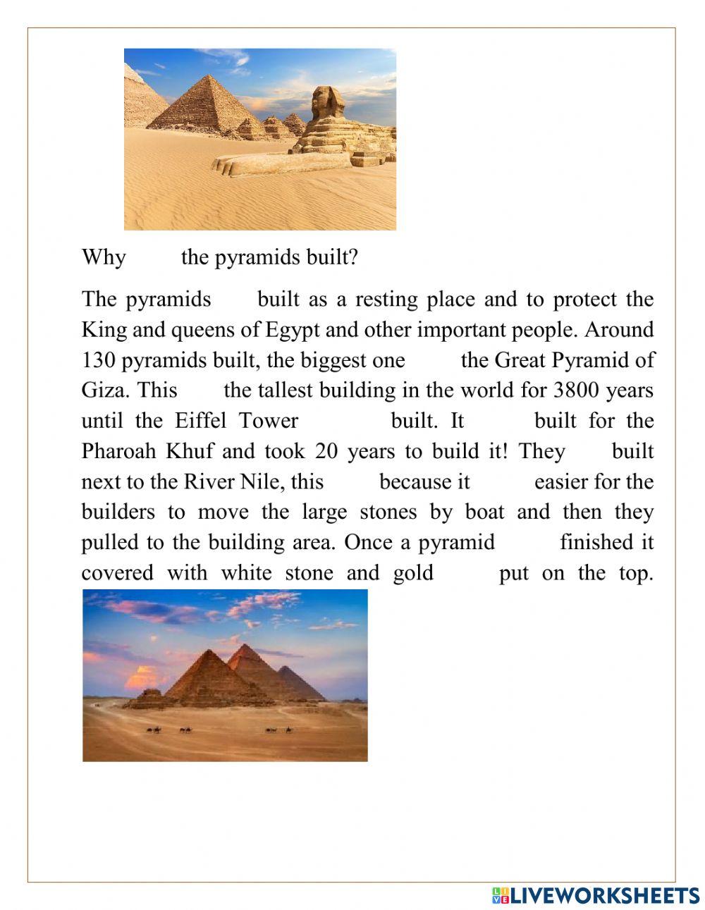 Why were the pyramids built online exercise for live worksheets