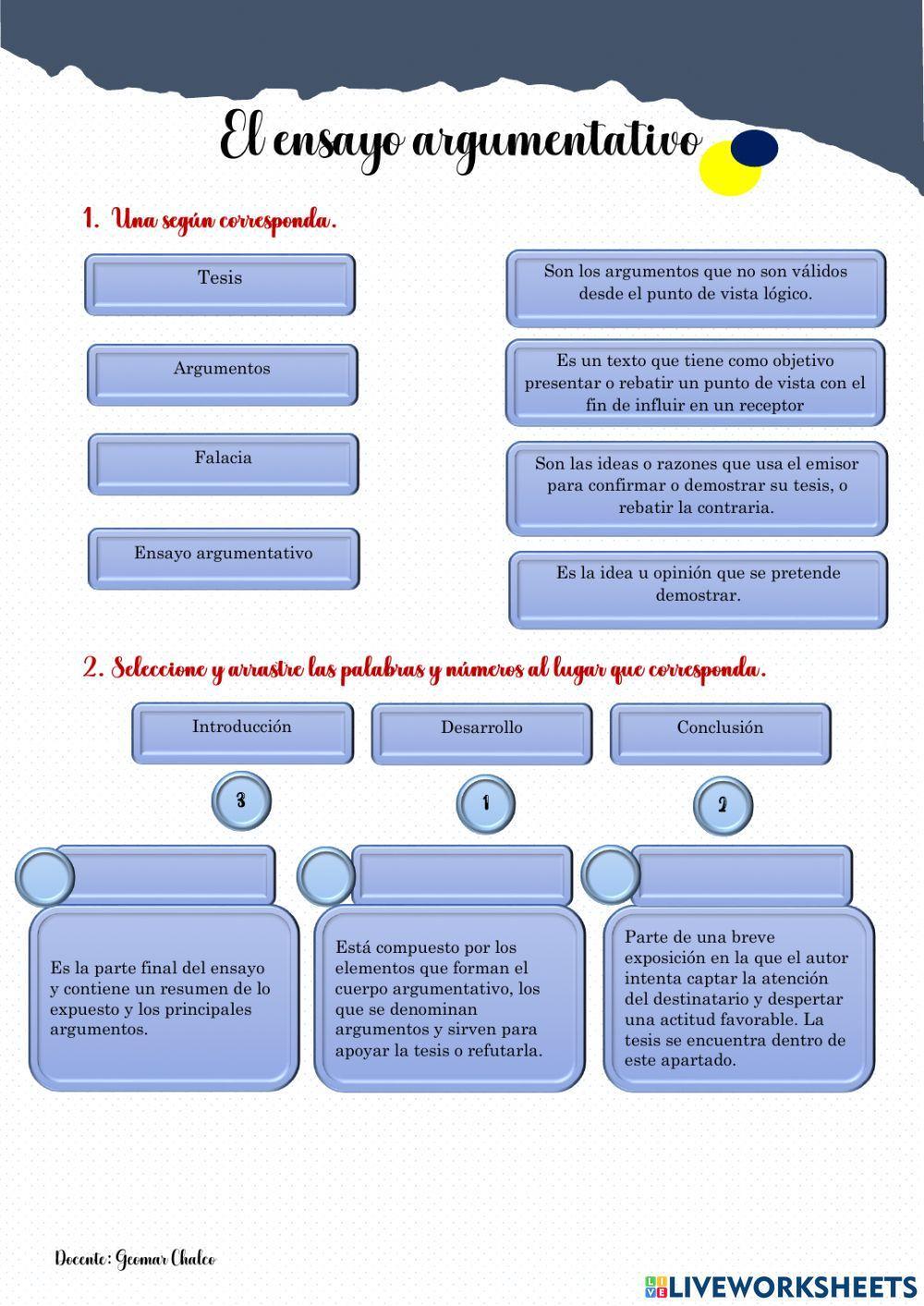 El ensayo argumentativo El ensayo argumentativo