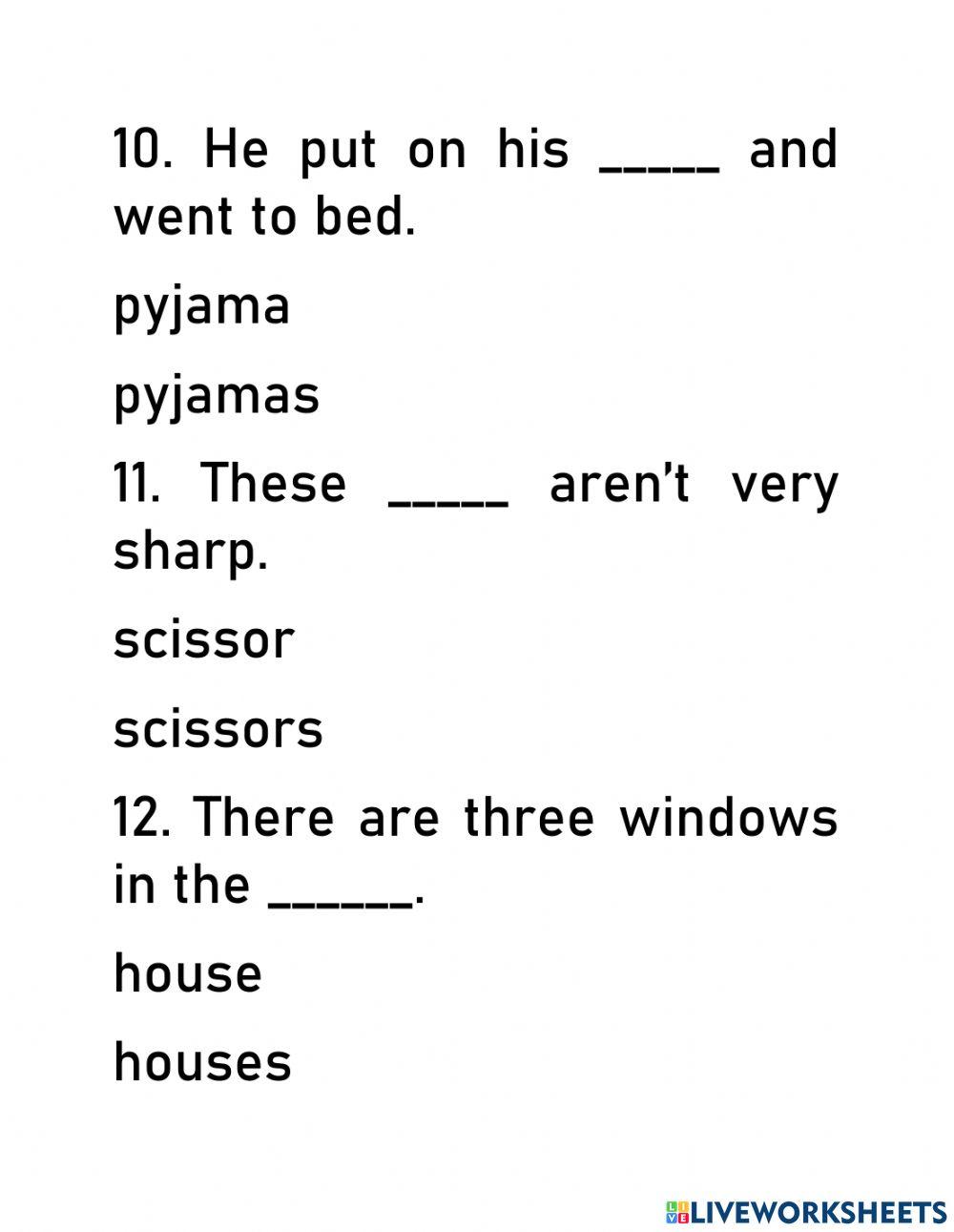 Singular and plural nouns