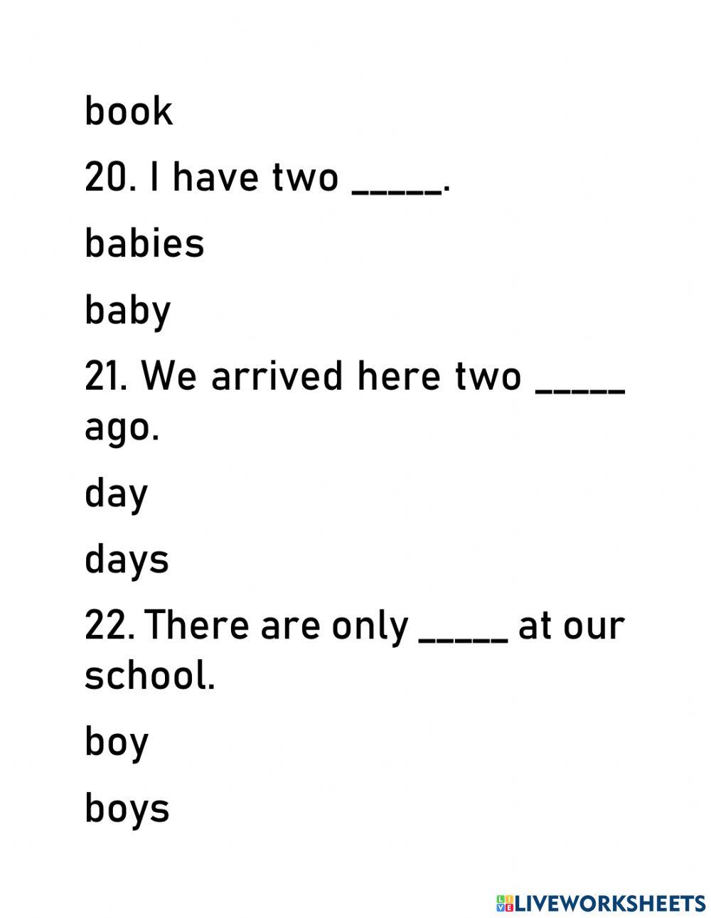 Singular and plural nouns