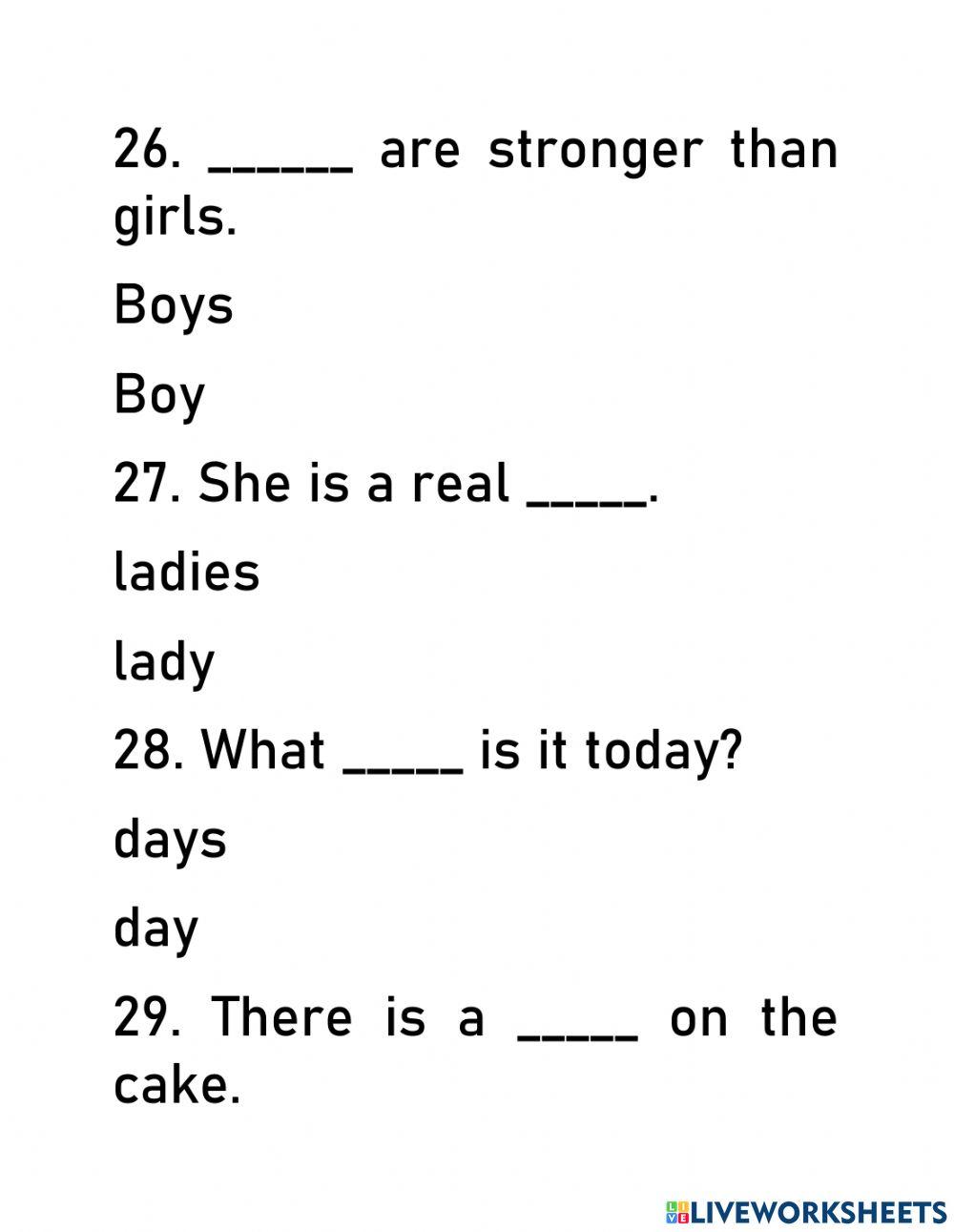 Singular and plural nouns