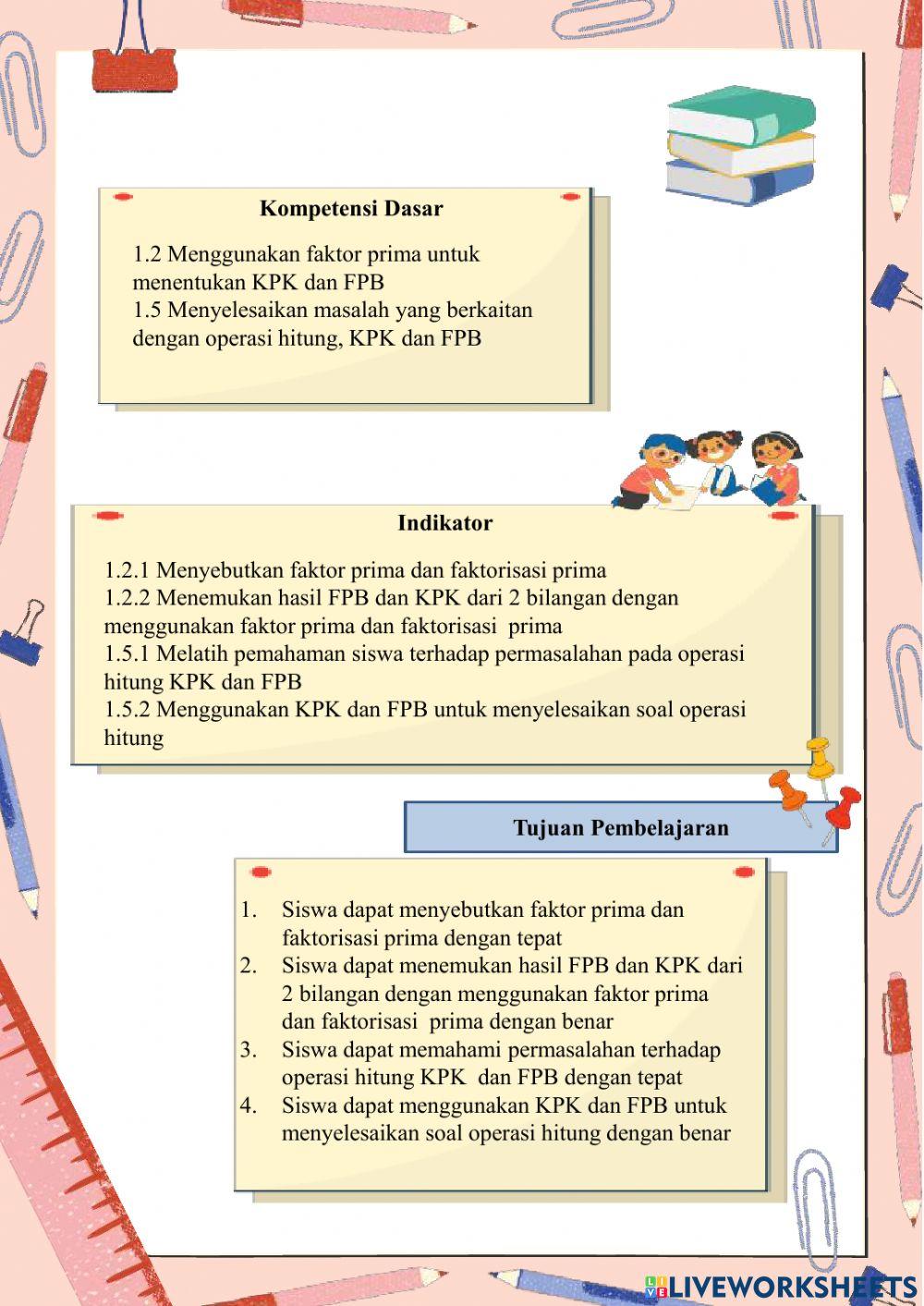 Menggunakan faktor prima untuk menentukan KPK dan FPB