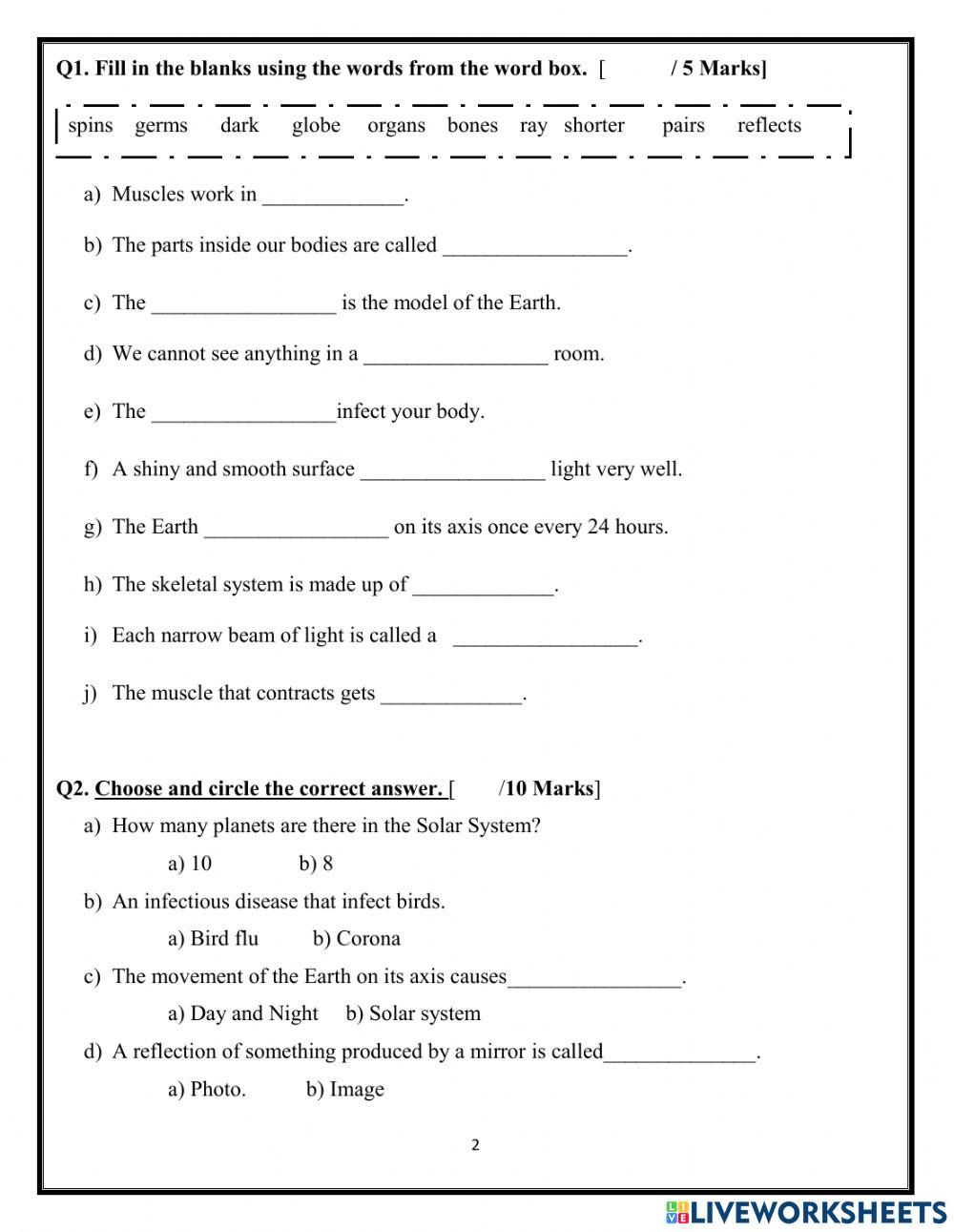Term 1 Science exam paper grade 3