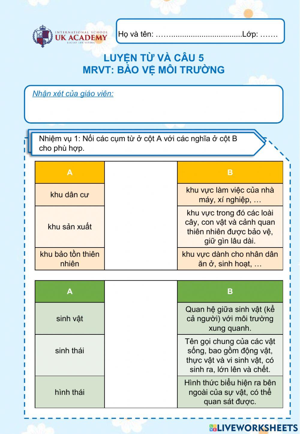 LTVC 5 - MRVT Bảo vệ môi trường