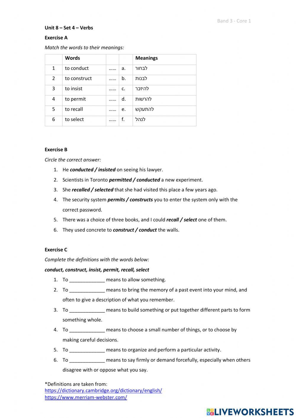 Band 3 (Core 1) - Unit 8 - Set 4