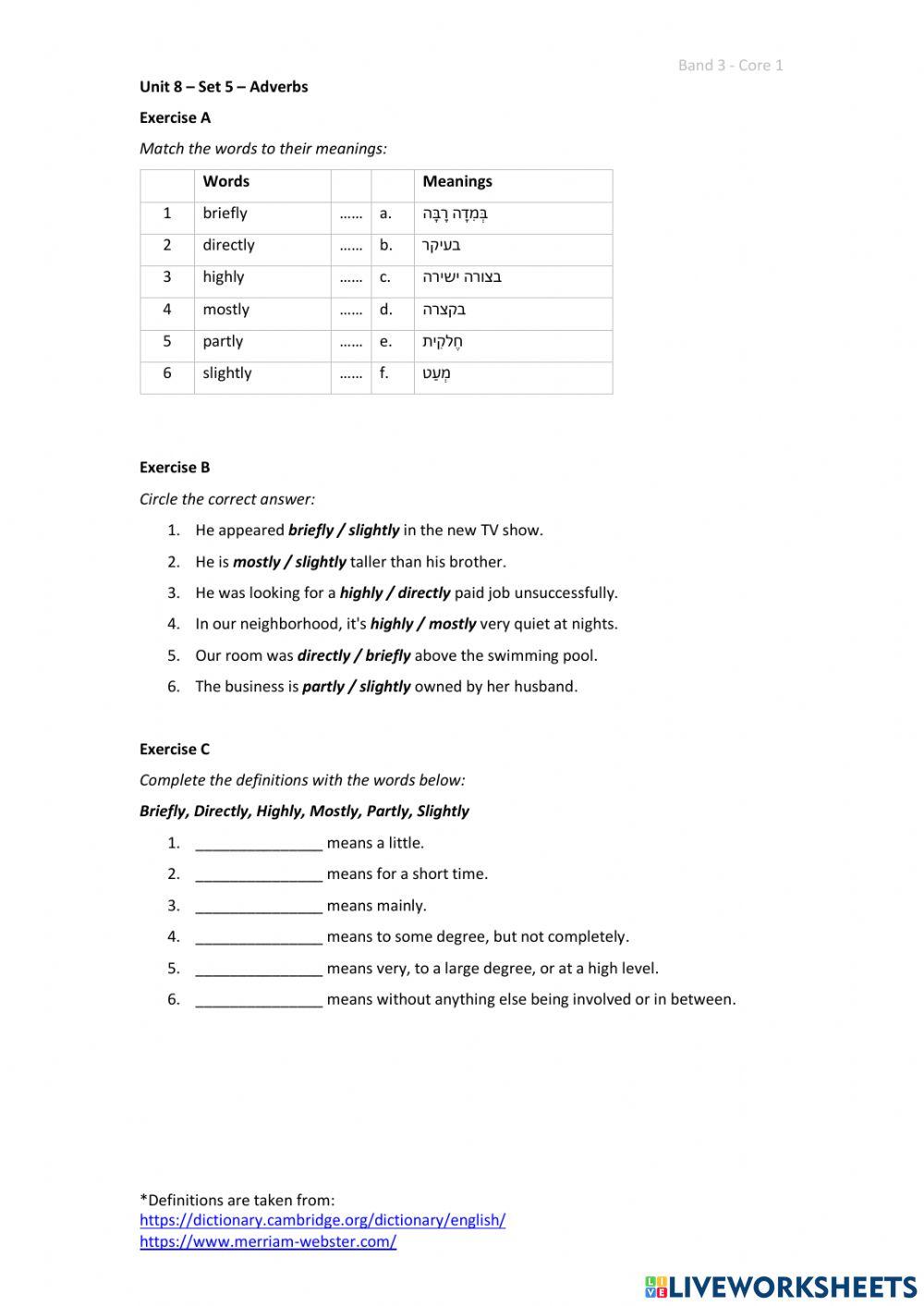 Band 3 (Core 1) - Unit 8 - Set 5