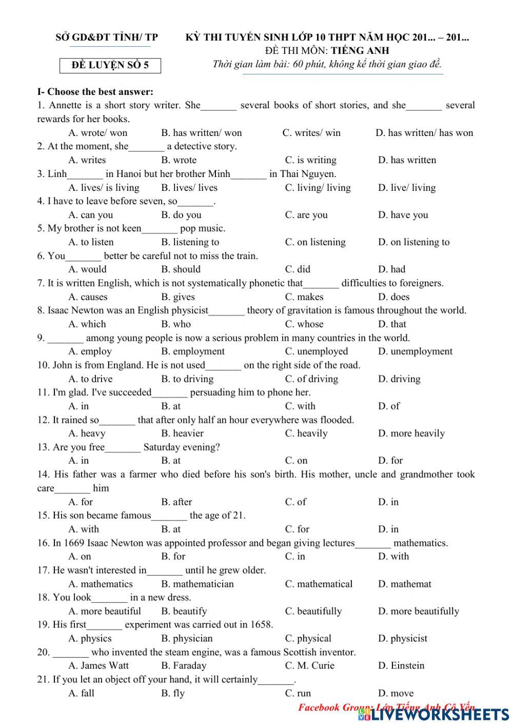 Đề thi thử số 5