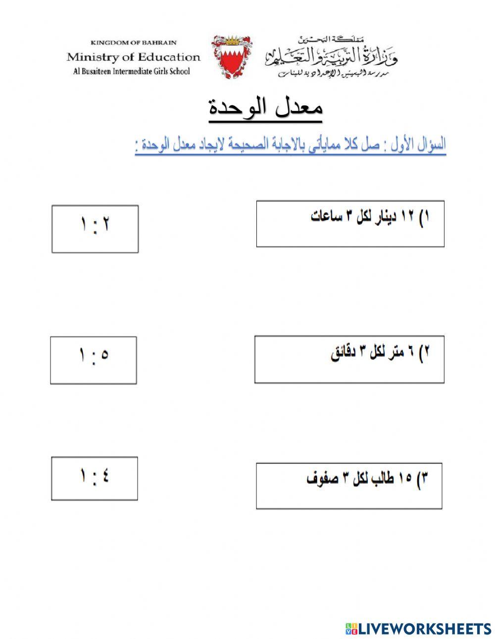معدل الوحدة