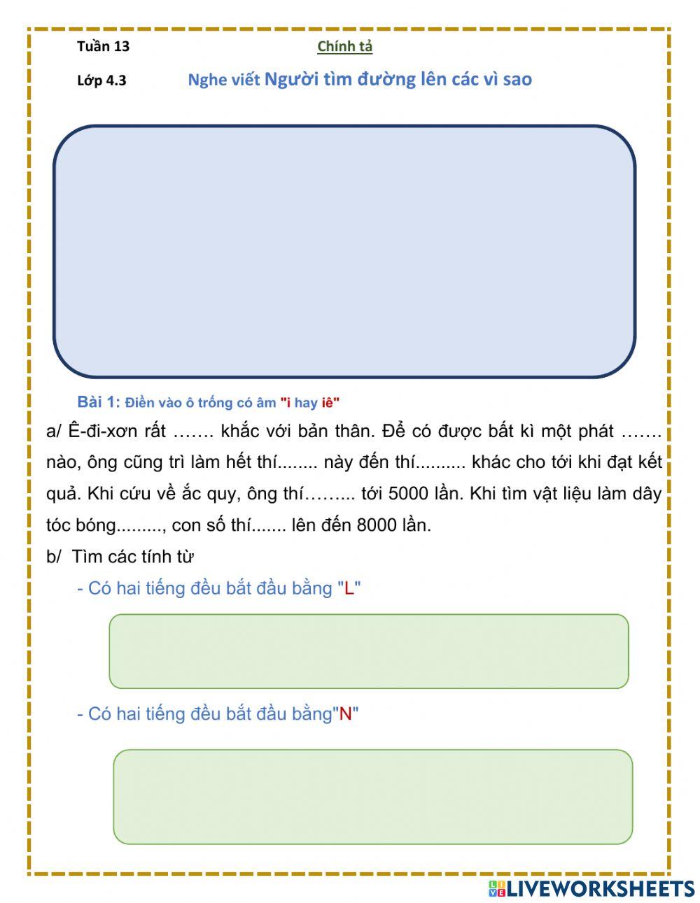 Chính tả tuần 13