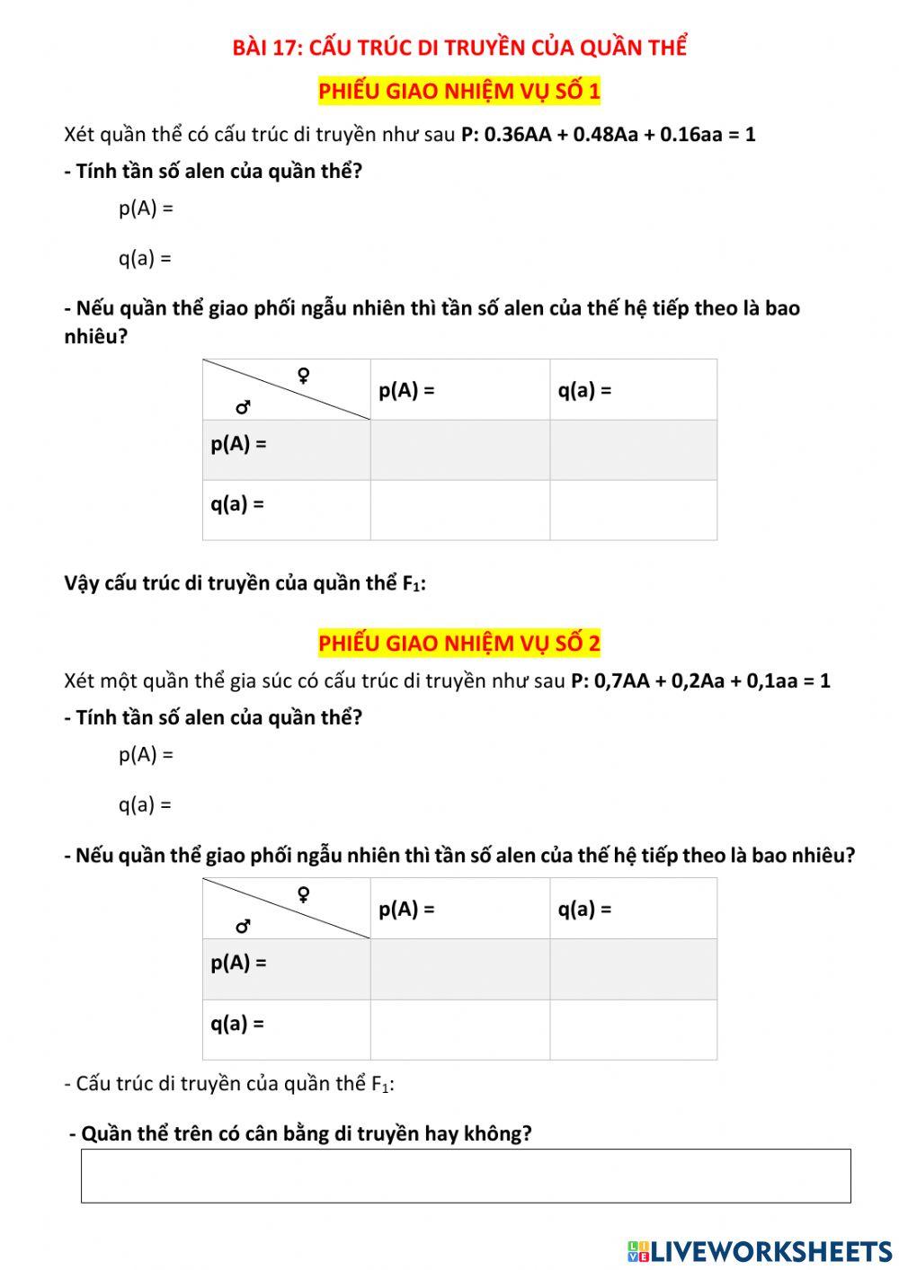 Cấu trúc di truyền quần thể