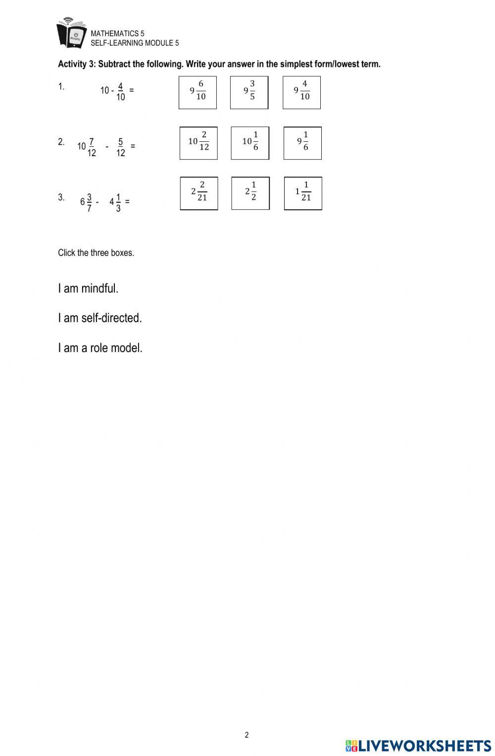 Math 5 Worksheet