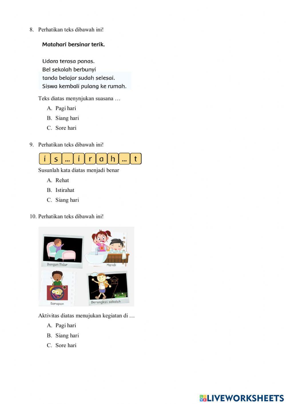 Soal PAS TEMA 3 KELAS 1