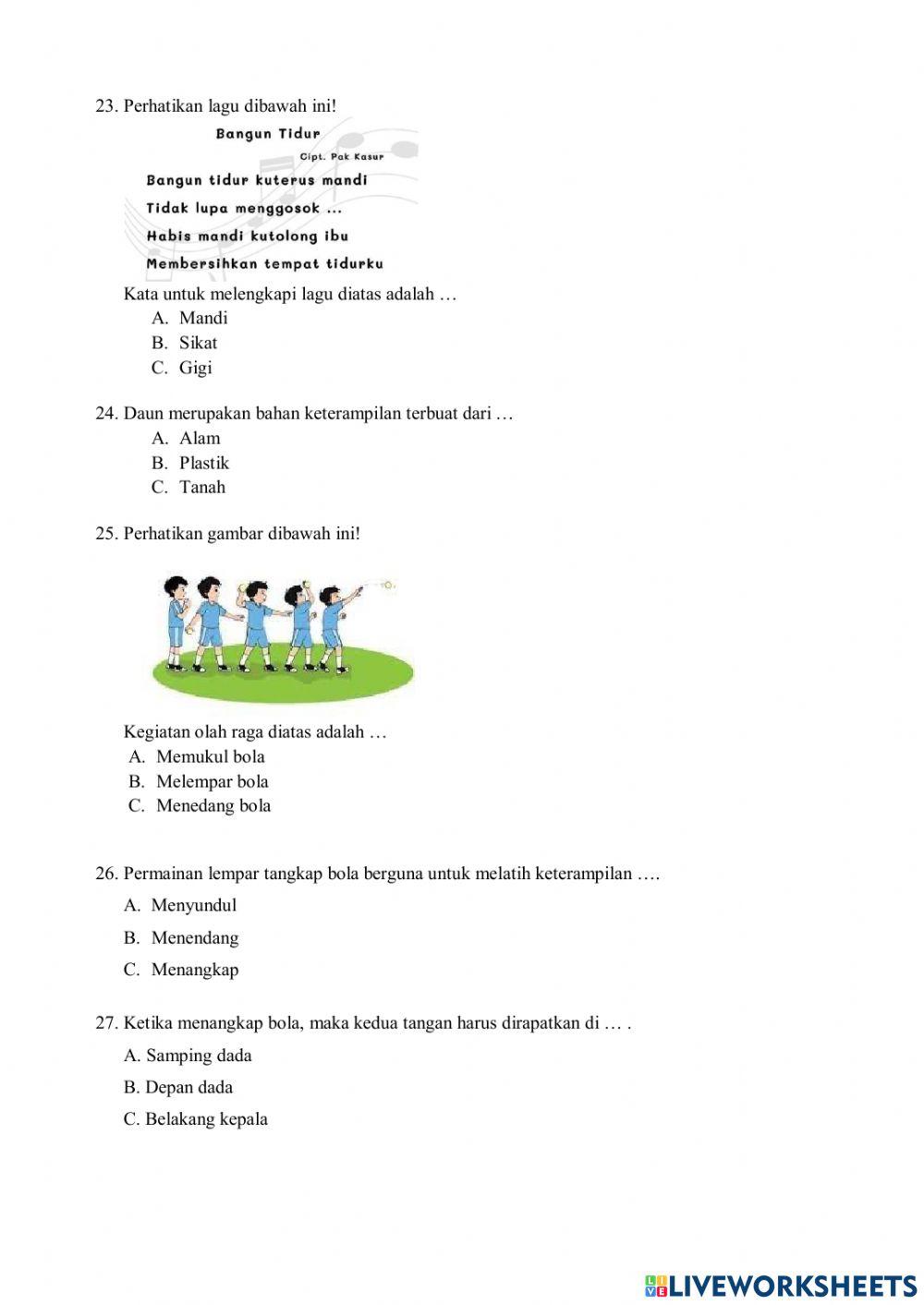 Soal PAS TEMA 3 KELAS 1