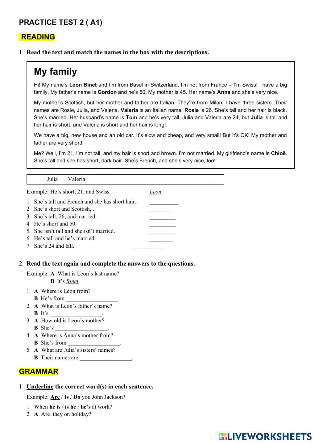 Practice test beginners