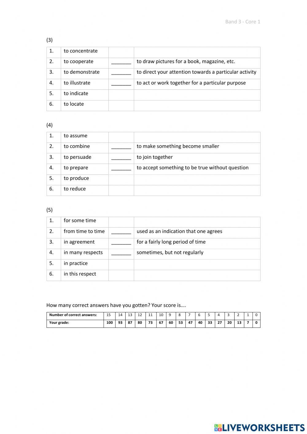 Band 3 (Core 1) - Unit 9 - Test
