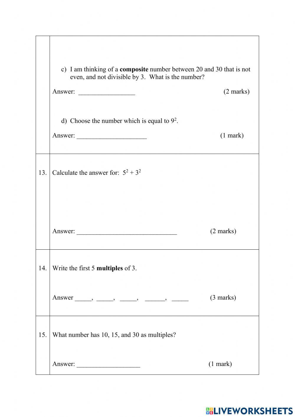 Christmas term 2021 mathematics online exercise for live worksheets
