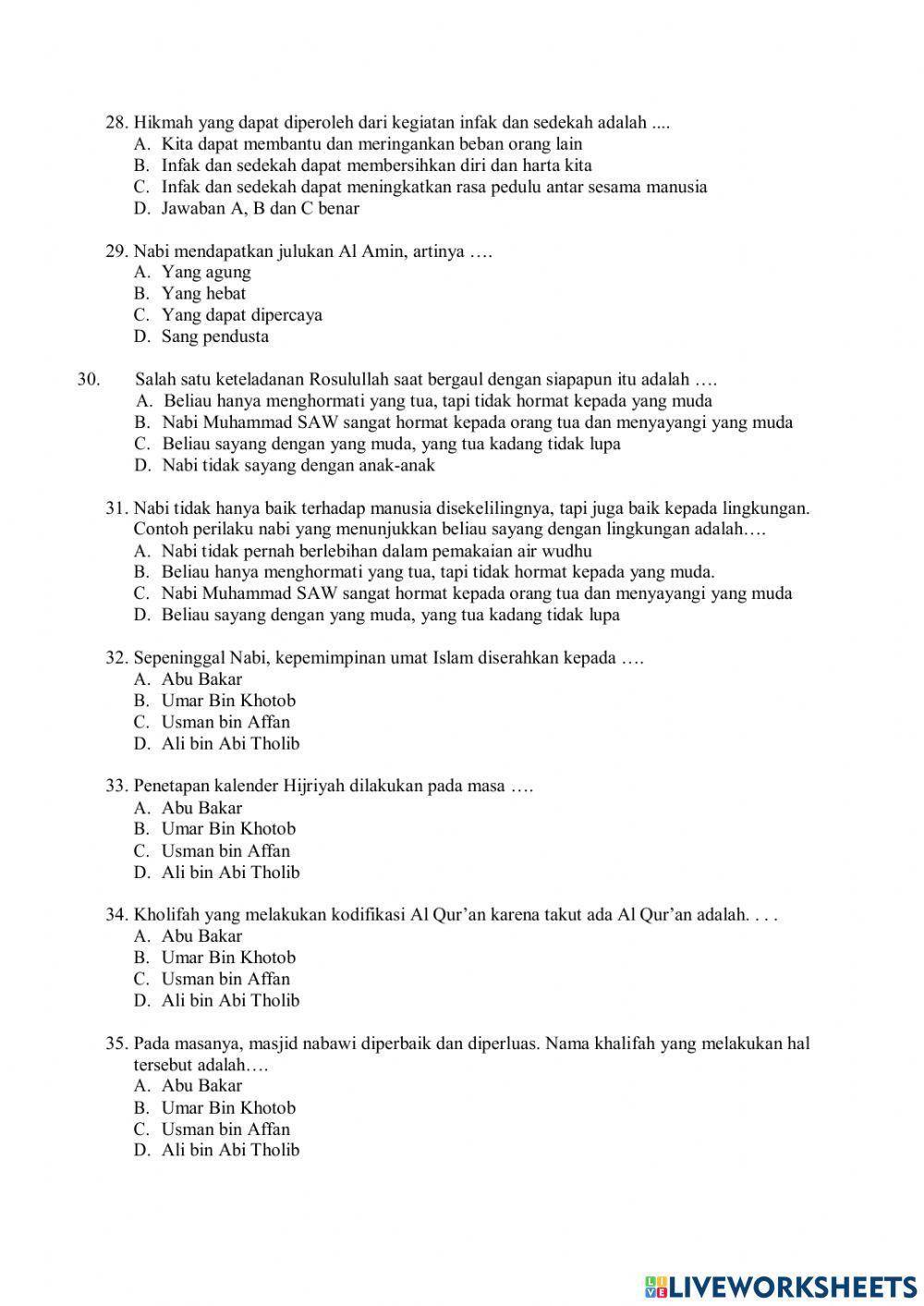 Soal PAS PAI KELAS 6