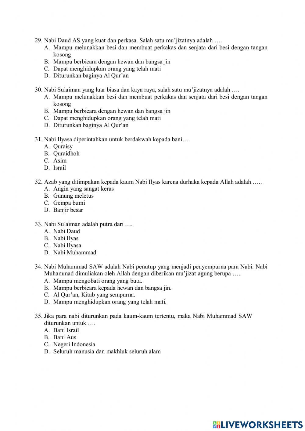 Soal PAS PAI KELAS 5