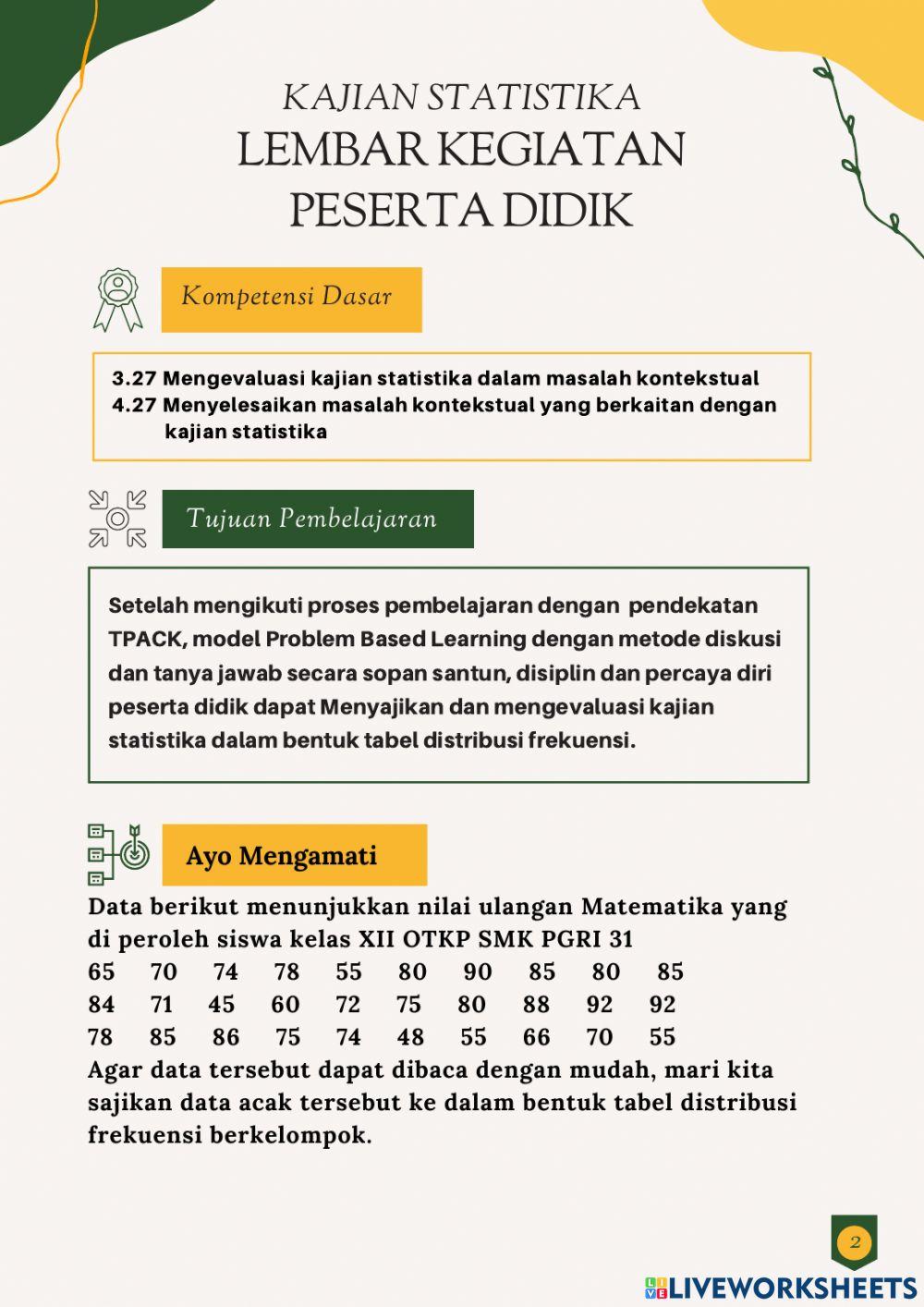 LKPD Tabel Distribusi Frekuensi